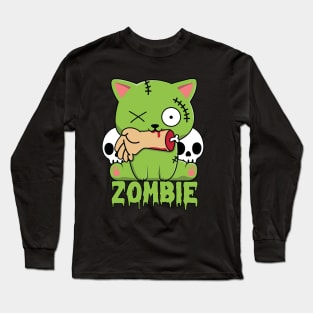 Horror Zombie Cat Long Sleeve T-Shirt